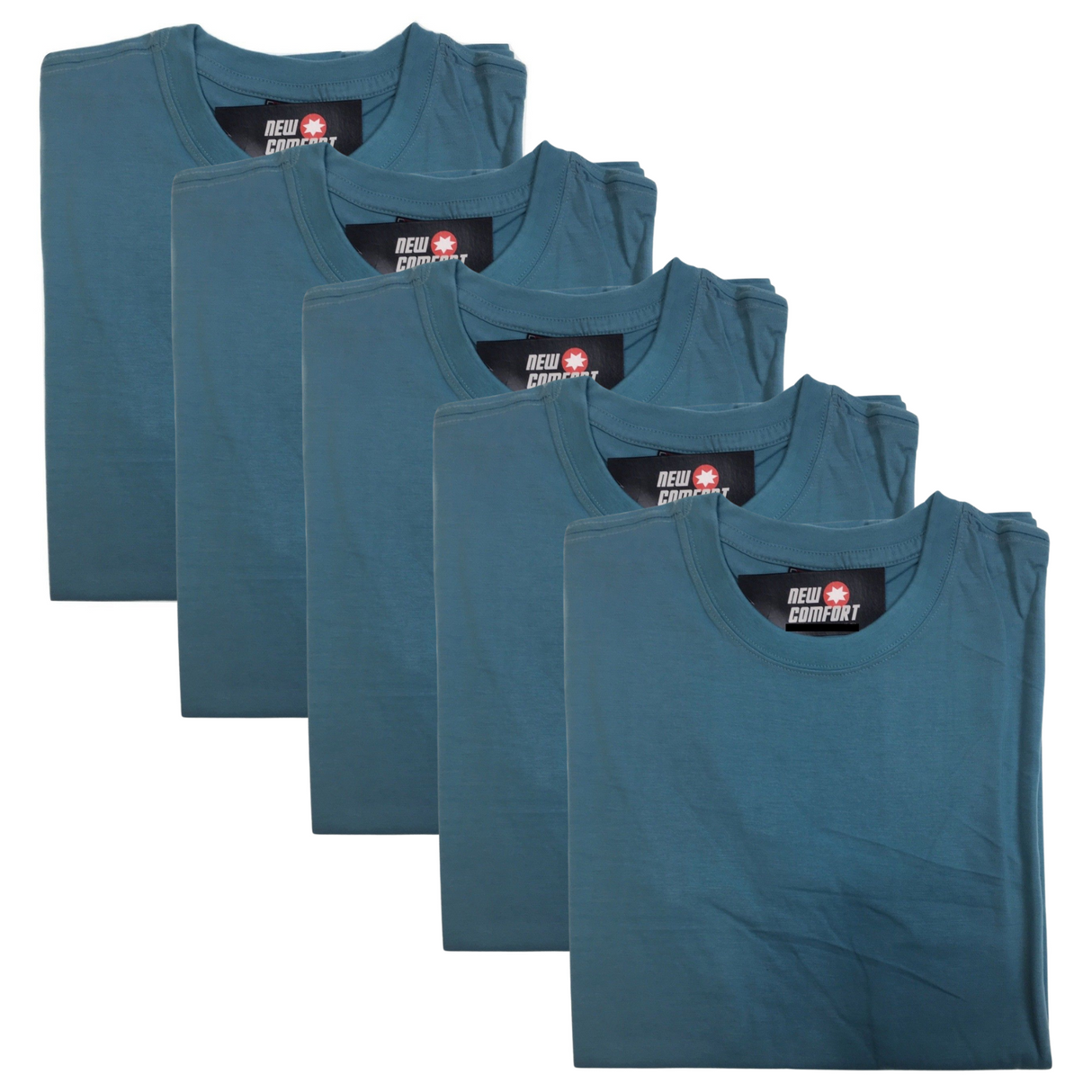 5x Plain T Shirt 100% COTTON Basic Blank Tee Mens Ladies Casual BULK Adults - Blue