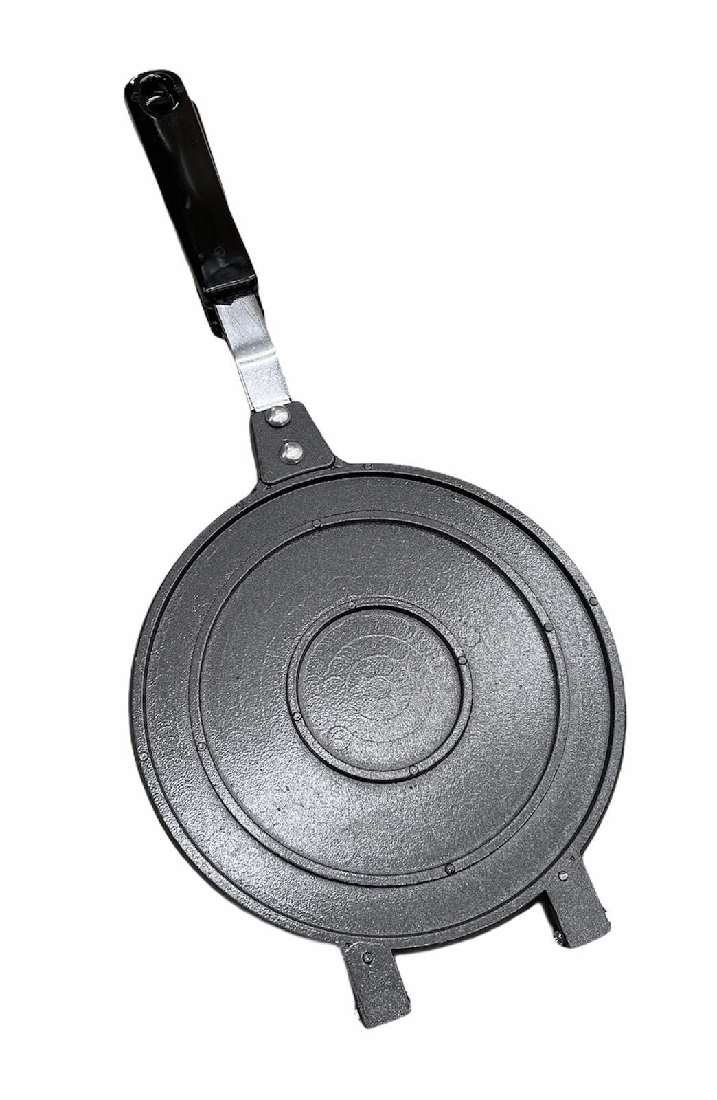 18cm Non-Stick Cast Aluminium Waffle Maker Snacks Pancake Cake Breakfast Making - Black