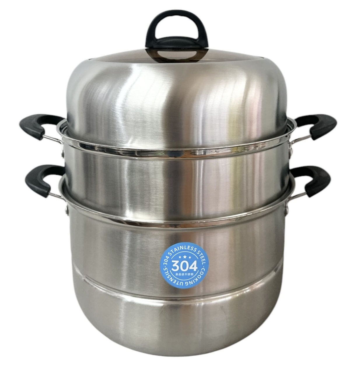 32cm 3-Tier Stainless Steel Food Steamer with Glass Lid – Durable & Multi-Layer Cooking Pot