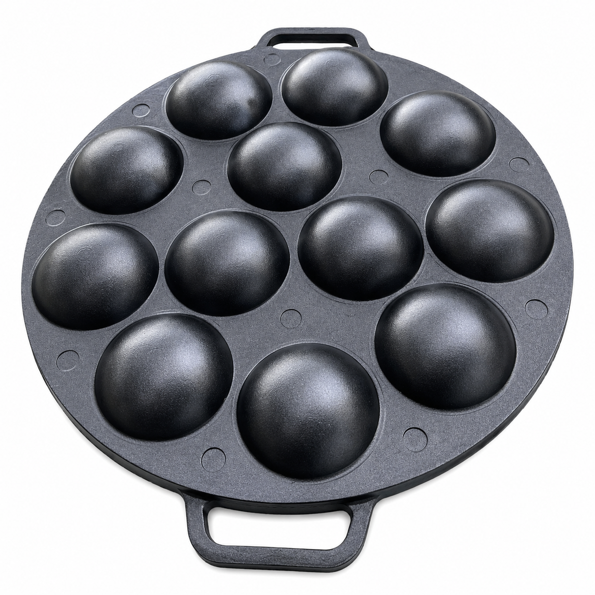 Dutch Poffertjes 12 Dimple Cast Aluminium Mini Pancake Pan w/ Handles & Lid