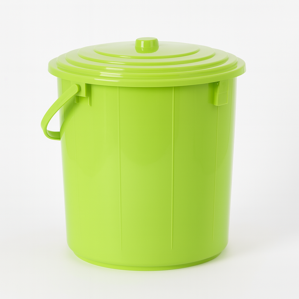 6x Plastic Buckets with Lid & Carry Handle 16L – Assorted Colours (30D x 28H cm)