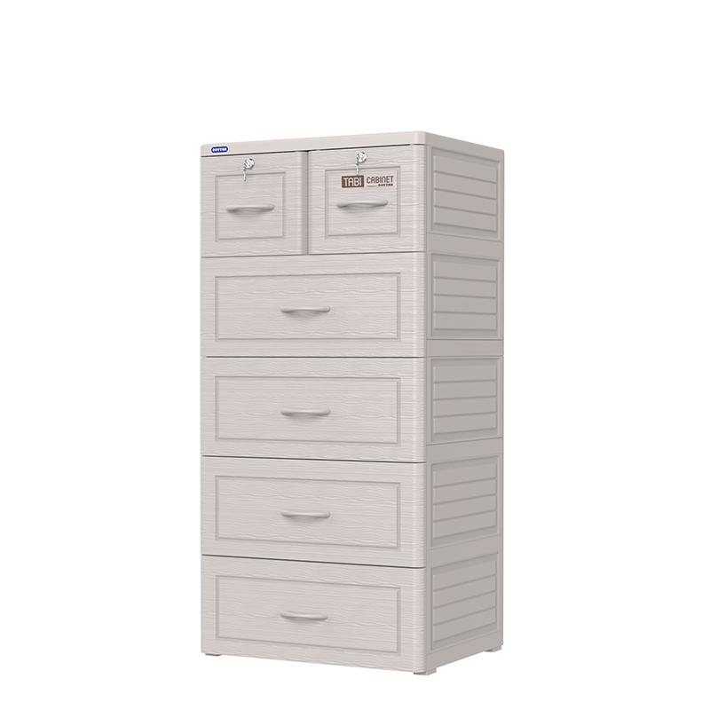 DuyTan Cabinet - 5 Drawer Plastic Storage Unit - 60x48x124cm -White Wood Look