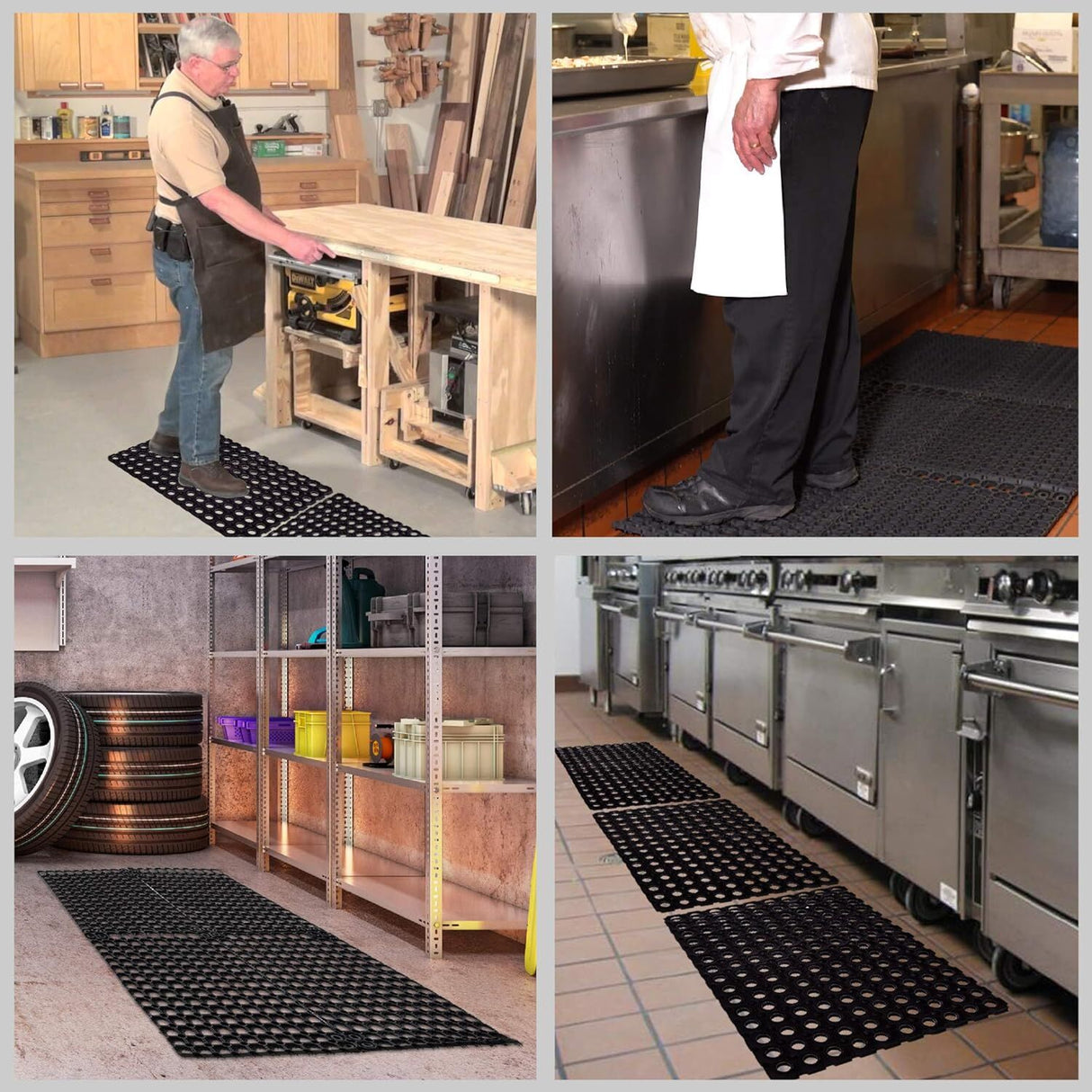 Rubber Door Mat Anti Fatigue Floor Safety Non-Slip Kitchen Cafe Bar (61 x 40.6cm)