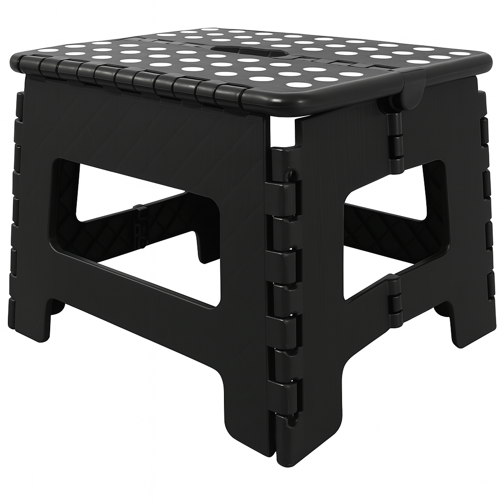 130kg Folding Step Stool Portable Plastic Foldable Chair Flat Outdoor (29x22cm) in Black
