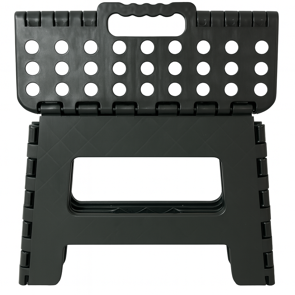 130kg Folding Step Stool Portable Plastic Foldable Chair Flat Outdoor (29x22cm) in Black