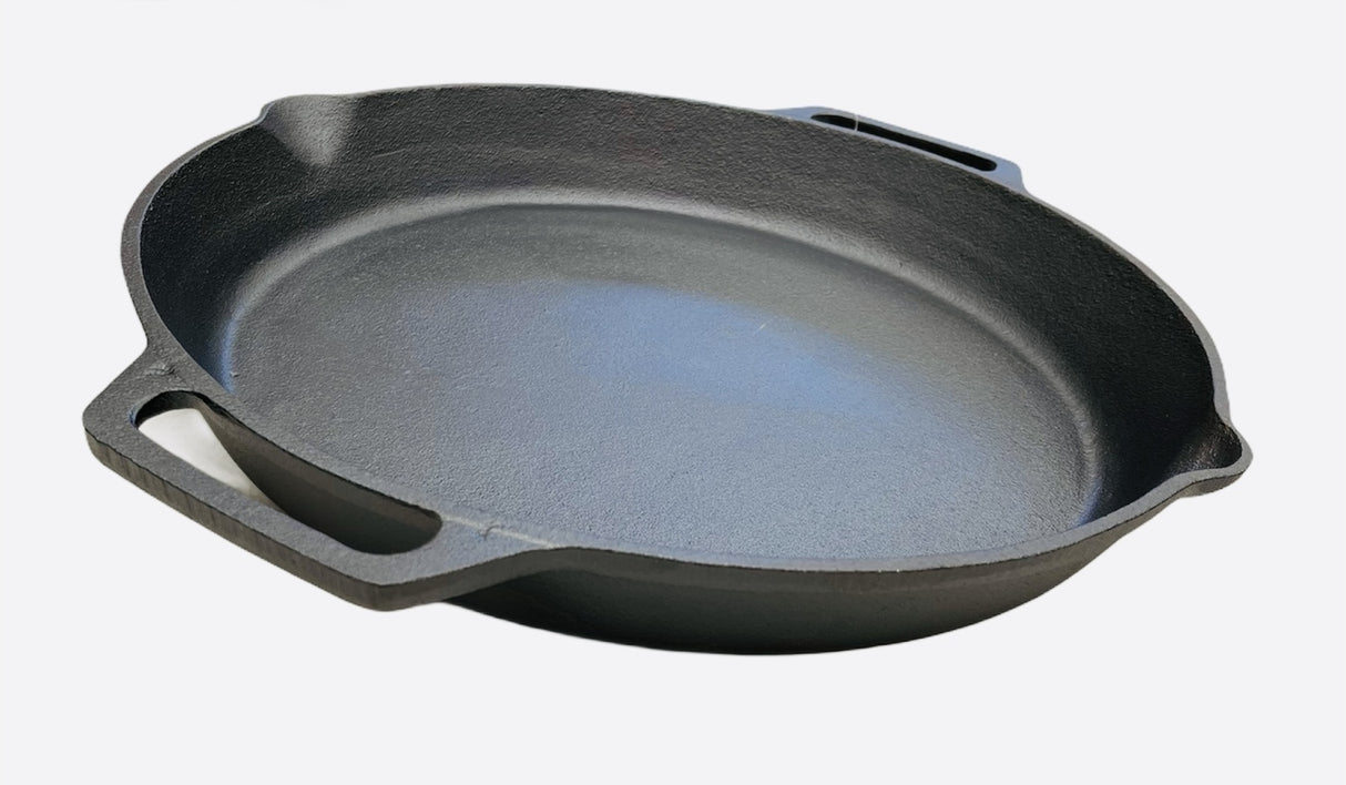 Cast Iron Paella Pan Skillet Fry Oven Safe Cooktop BBQ Grill