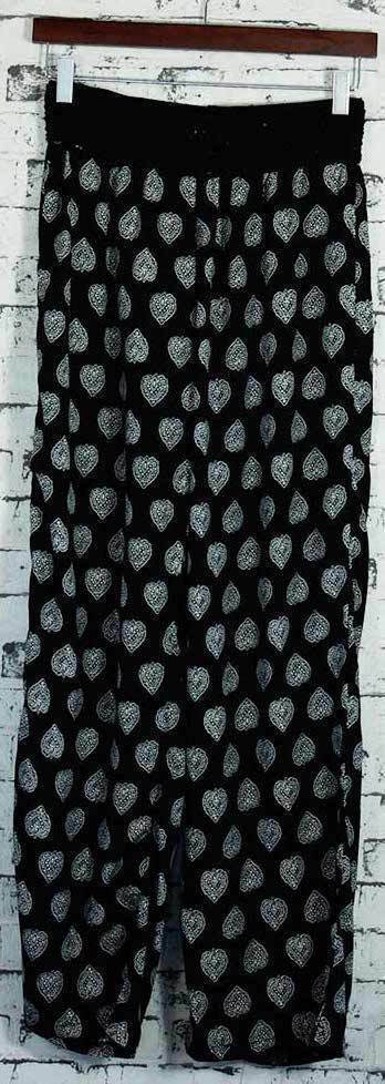 Womens Crotchet Waist Yoga Harem Pants Palazzo Lounge Ladies Trousers Yoga Loose - Paisley Heart (Black/White)