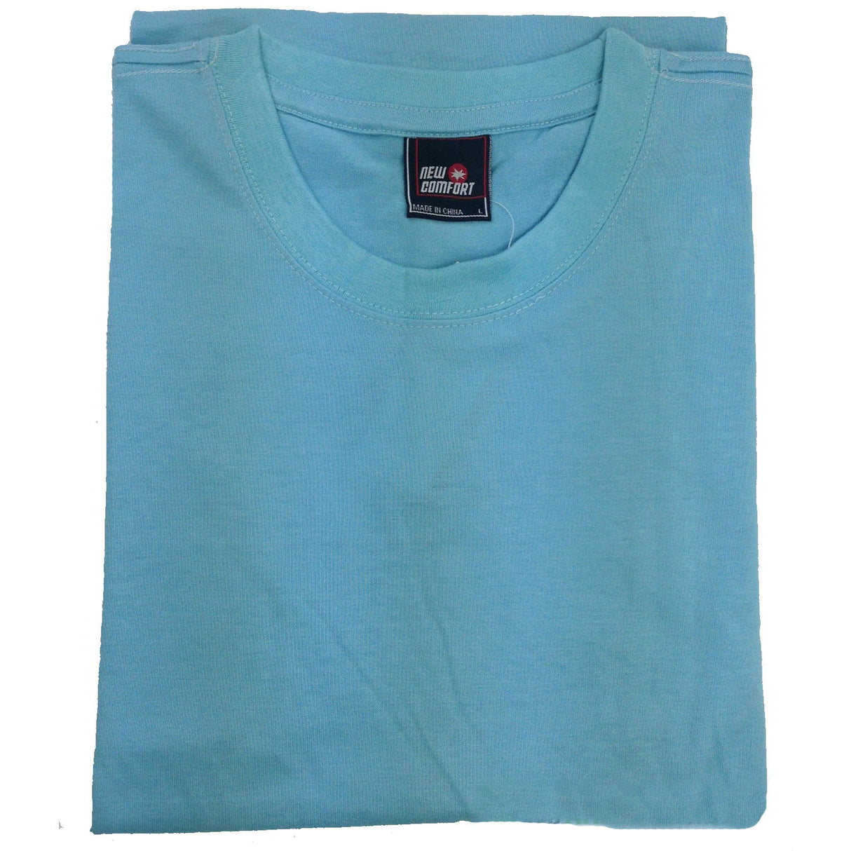 Mens Plain T Shirt 100% COTTON Loose Baggy Fit Blank Tee Top Basic T-Shirt - Baby Blue