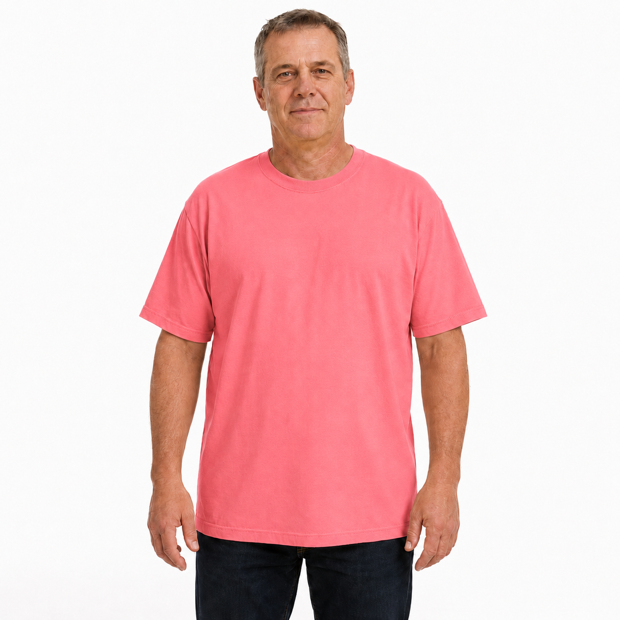 Mens Plain 100% Cotton Loose Fit T-Shirt (Blank Basic Tee) - Pink (Salmon)