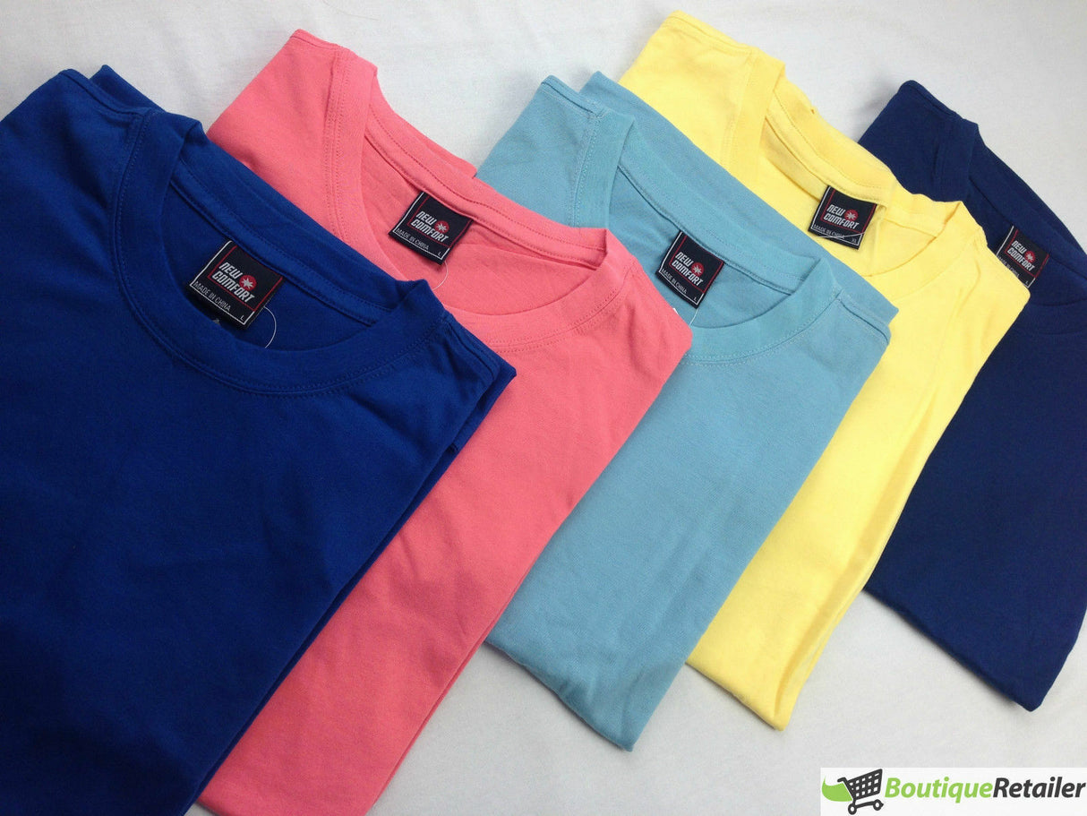 Mens Plain T Shirt 100% COTTON Loose Baggy Fit Blank Tee Top Basic T-Shirt - Blue