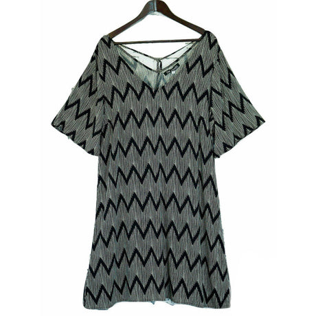 Plus size V-Neck Printed Open Hem Dress  Sleeve King Tall Bohemian - Ziggy - 18
