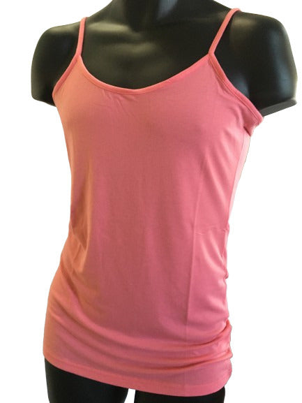 CAMISOLE TOP Long Cami Top Womens Singlet Summer Casual Wear Basic Tank Shirt - Hot Pink