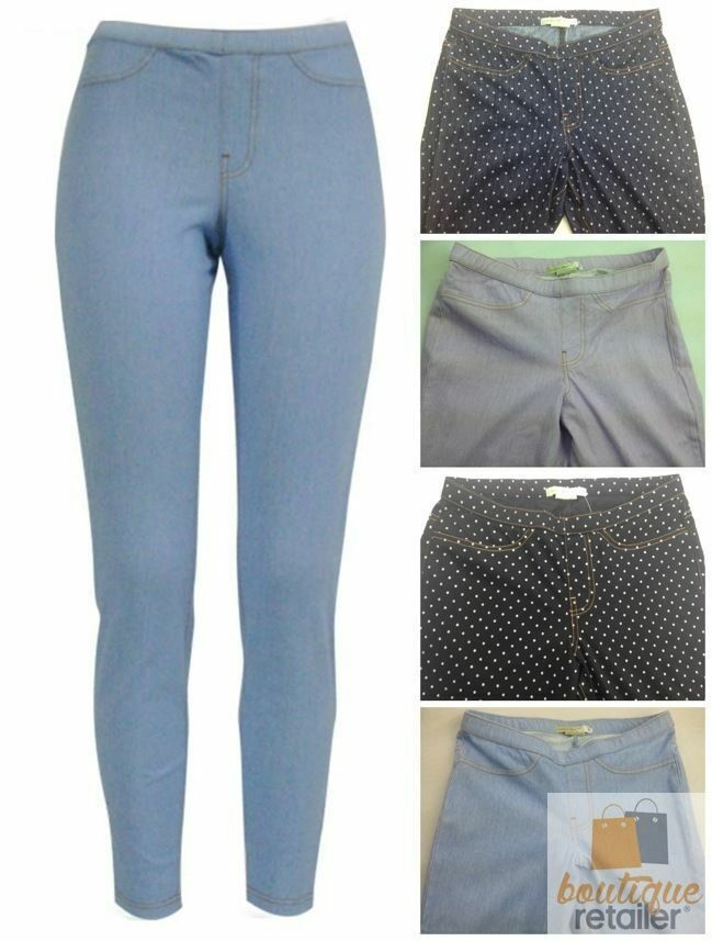 Womens JEGGINGS Full Length Ladies Skinny Pants Stretchy Leggings Slim - Chambray (Blue)