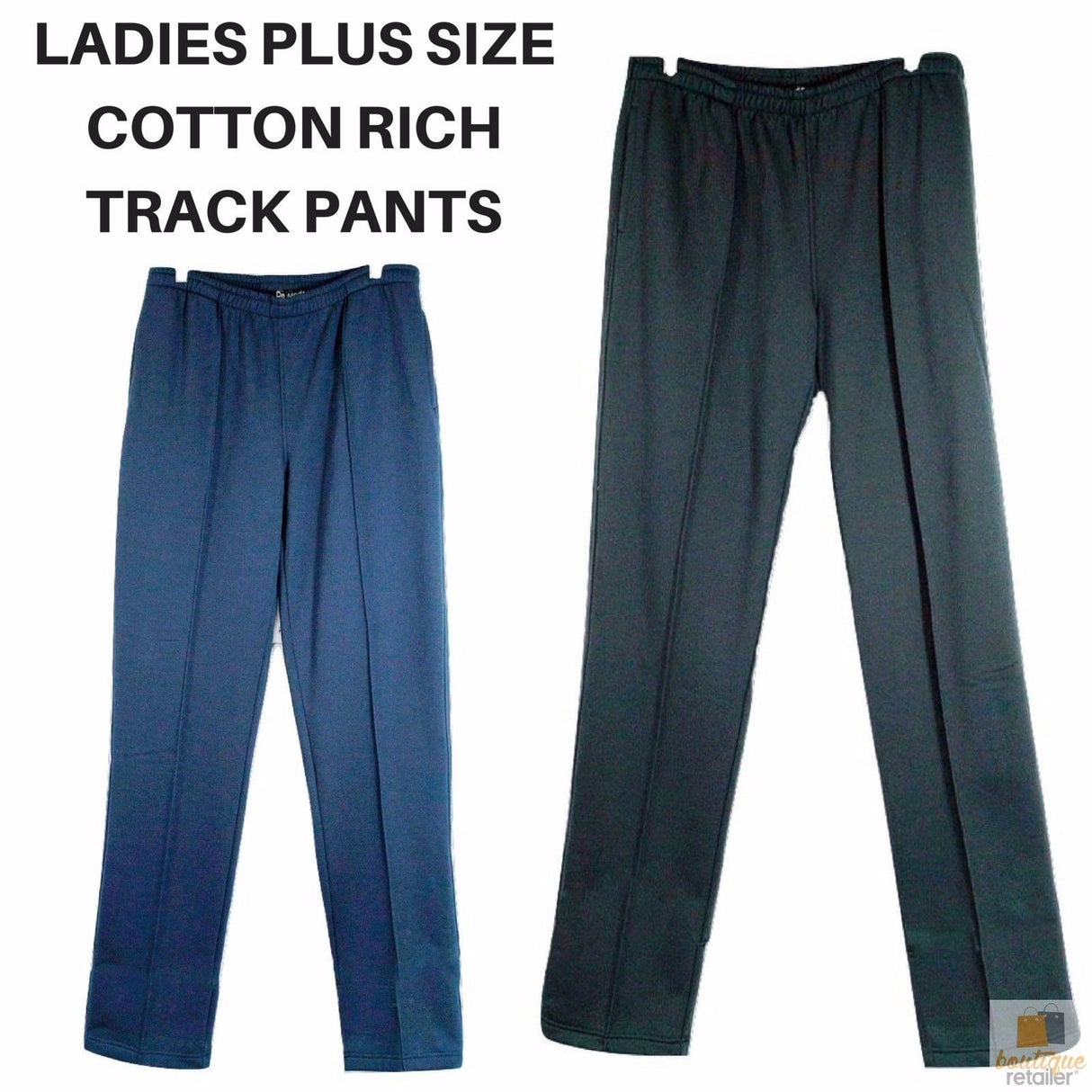 Womens PLUS SIZE TRACK PANTS Warm Winter Thick Bottoms King Big Size 8186 - Navy