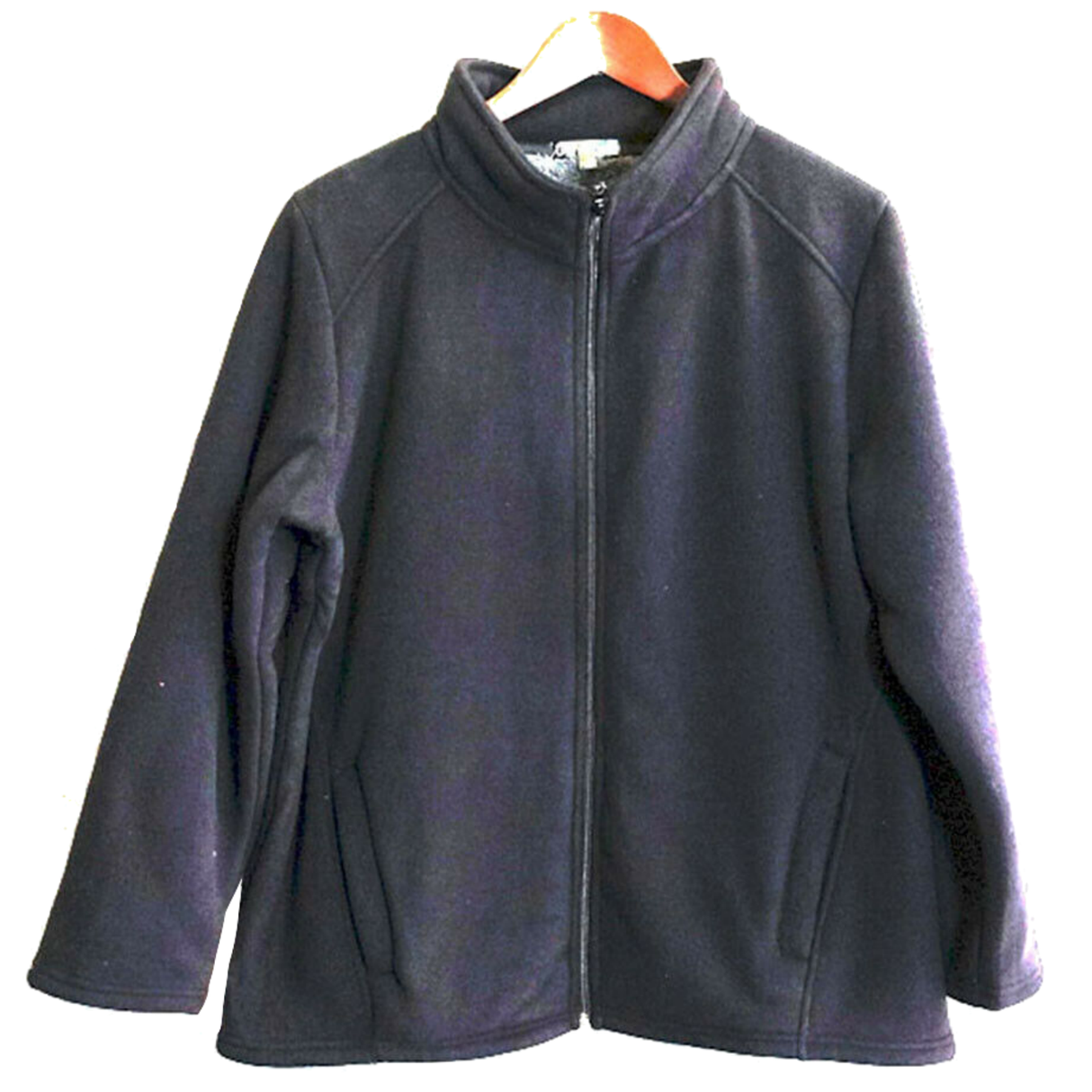 Womens Plus Size Sherpa Fur Lined Zip Jacket Polar Fleece Warm Winter Thermal - Black