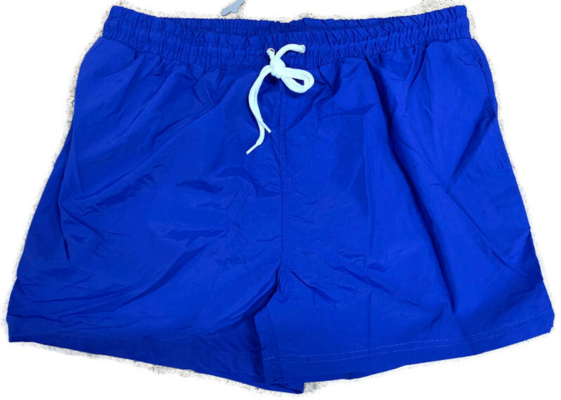 Mens Swim & Running Shorts w/ Brief Lining & Elastic Drawstring Waistband - Blue