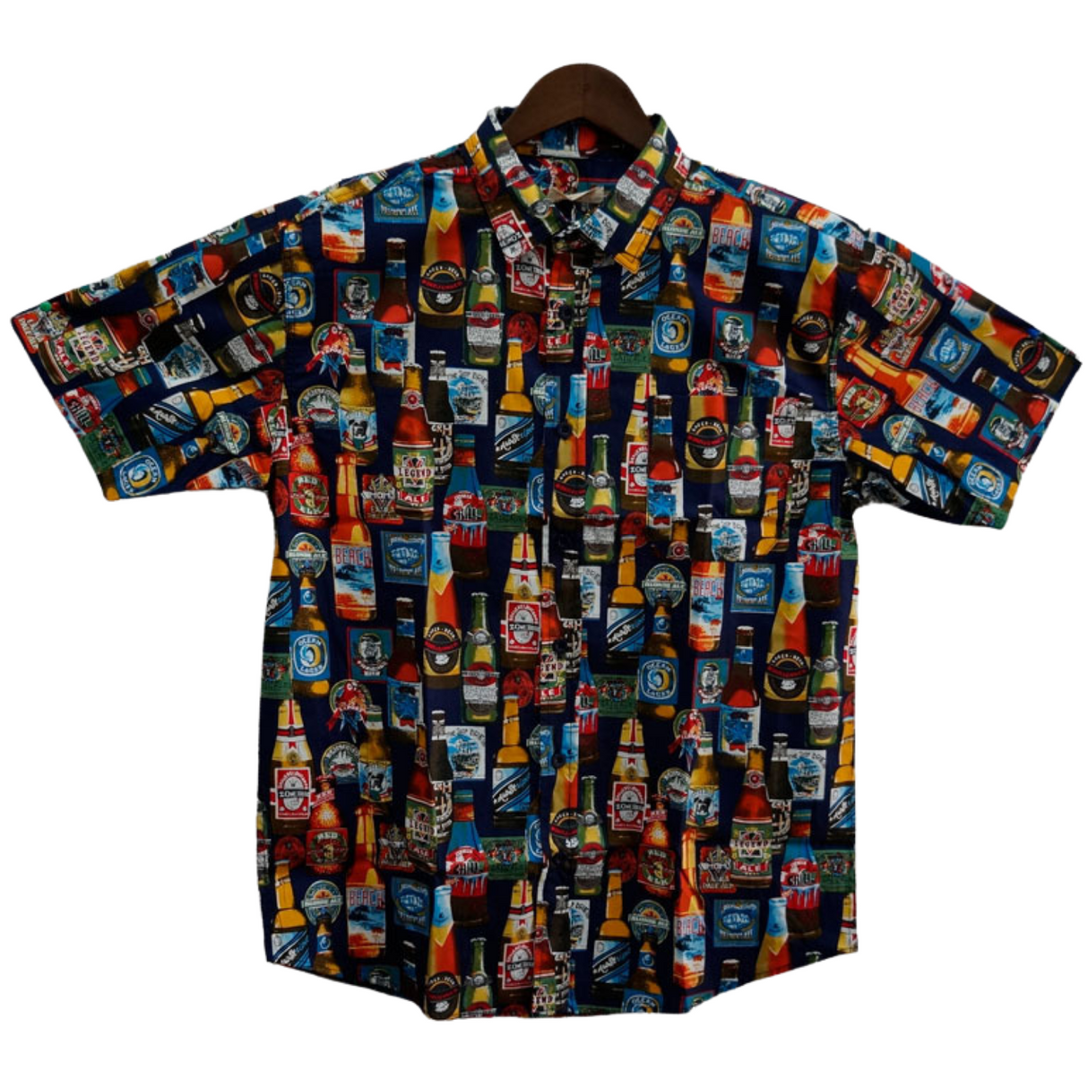 Mens 100% Cotton Hawaiian Shirt Bottles T-Shirt Summer Casual King Plus Size
