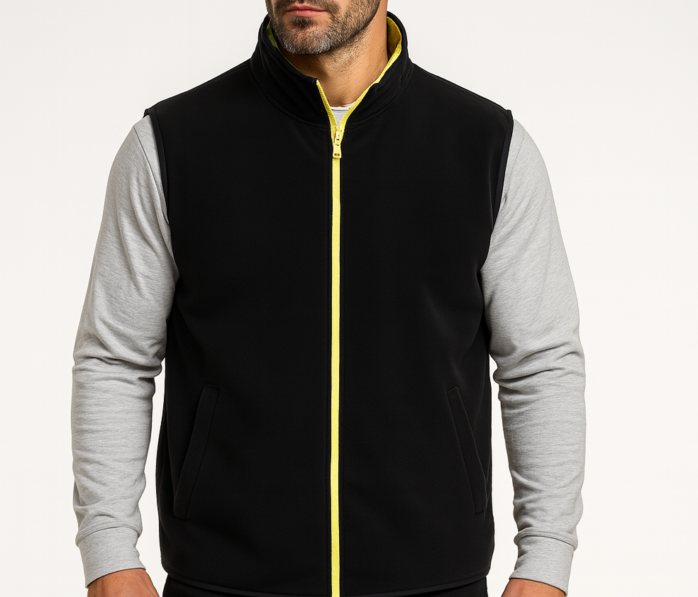 Mens Reversible High Visibility Zip Thru Vest Workwear Jacket in Fluro Yellow