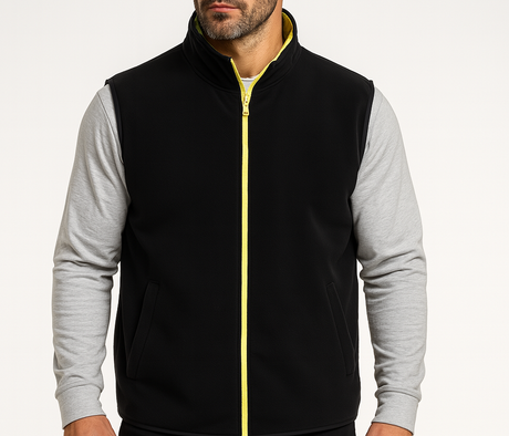 Mens Reversible High Visibility Zip Thru Vest Workwear Jacket in Fluro Yellow