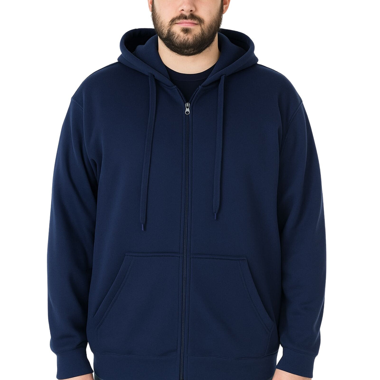 Mens PLUS SIZE ZIP HOODIE Plain Winter Fleece Jumper Sweatshirt Pockets