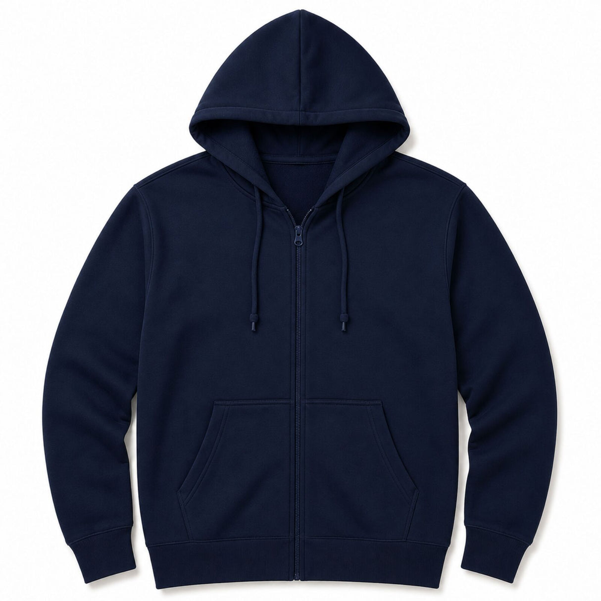 Mens Plus Size Full Zip Hoodie - Navy (Winter Fleece Jumper w/ Pockets)