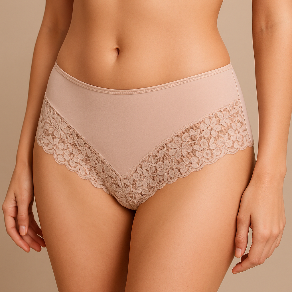 Womens Lace Boyshort Boyleg Full Briefs Underwear Undies in Beige