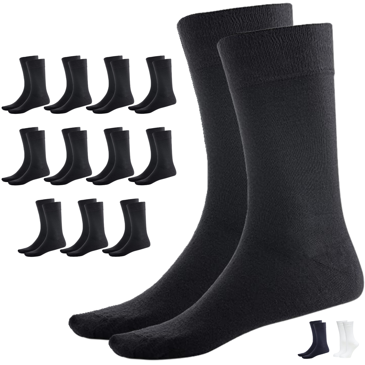 12 Pairs BAMBOO SOCKS Crew Natural Eco Healthy Enviro Unisex Business Work BULK - Black