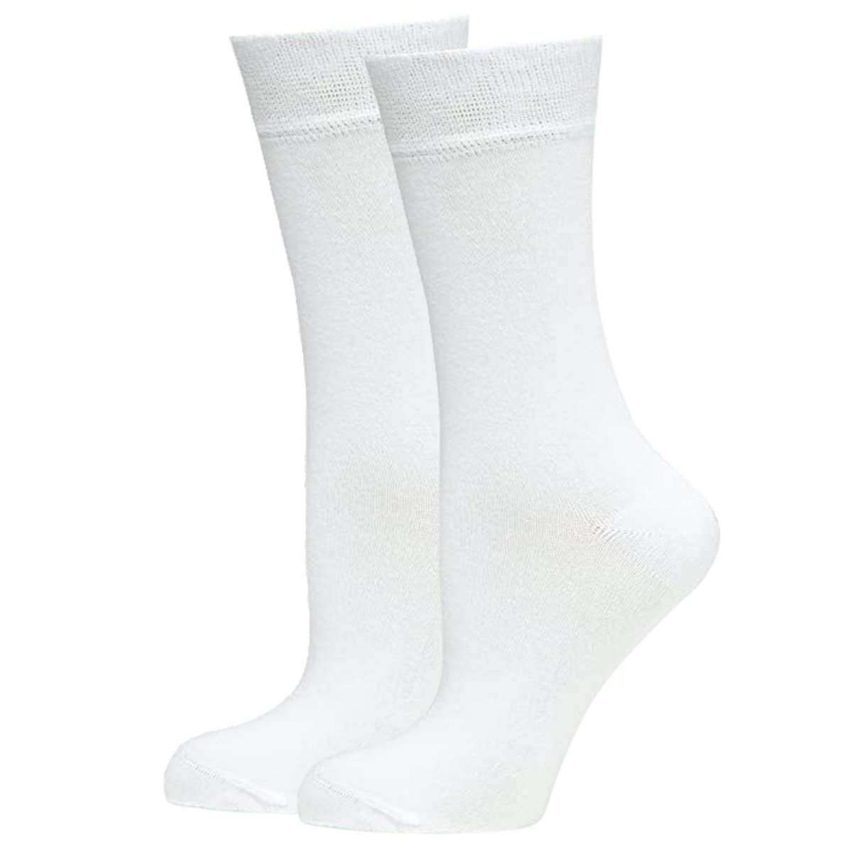 1 Pair Crew Bamboo Socks - White (Unisex Eco Natural Business Work Socks)