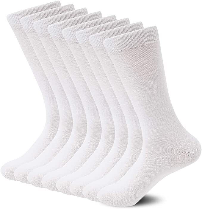 6 Pairs Crew Bamboo Socks Pack - White (Unisex Eco Natural Business Work Socks)