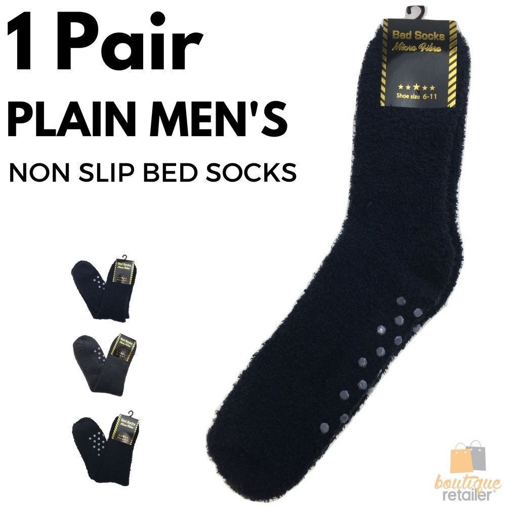 1 Pair Mens Non Slip Thick Fur Warm Winter Bed Socks Plain Thermal Warm Cushion