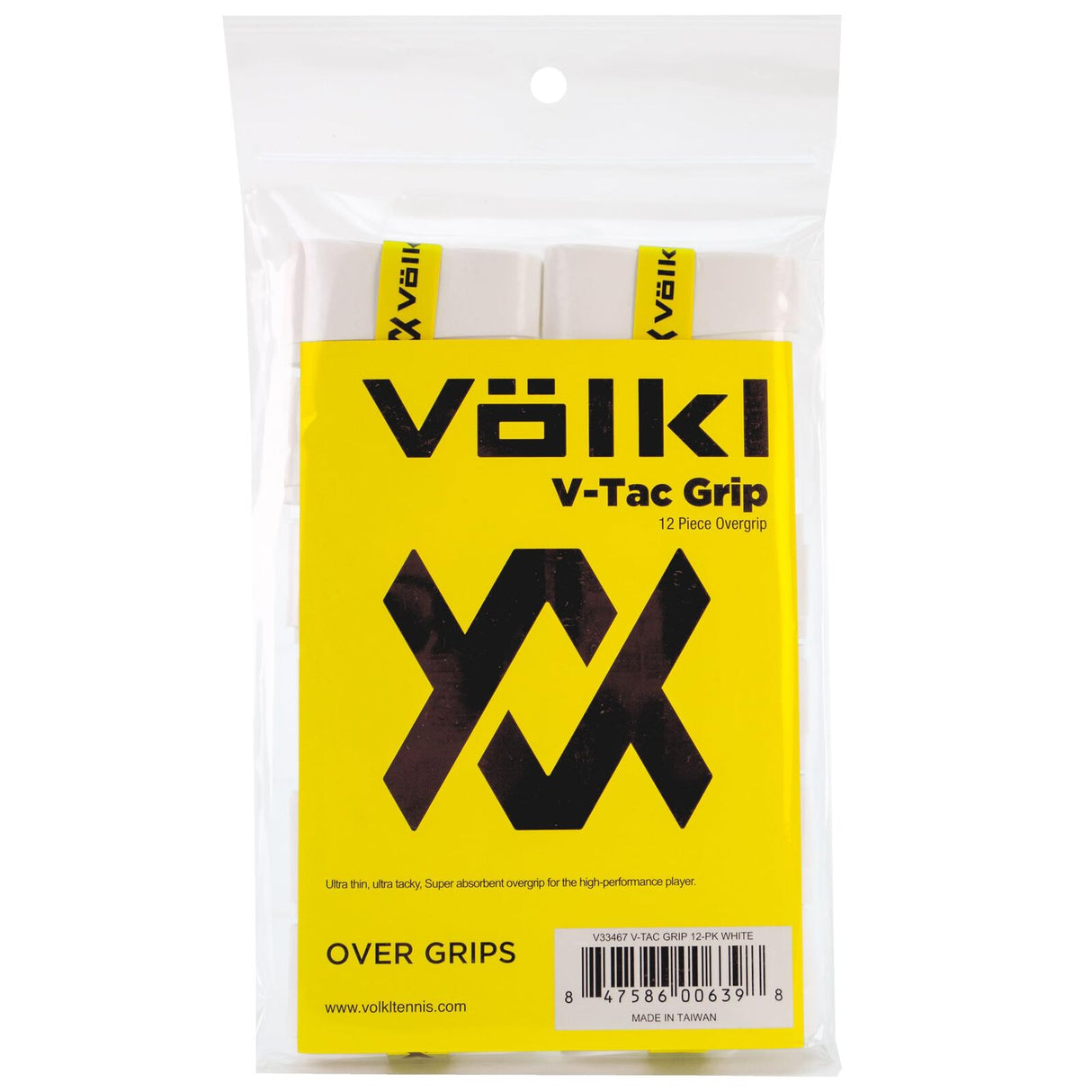 12pk Volkl V-Tac Overgrip Tennis Grip Racquet Racket in White