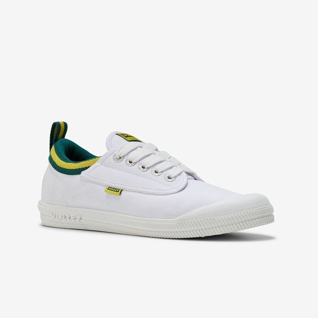 Volley International Mens Sneakers - White/Green/Gold (Low Canvas Casual Shoes)