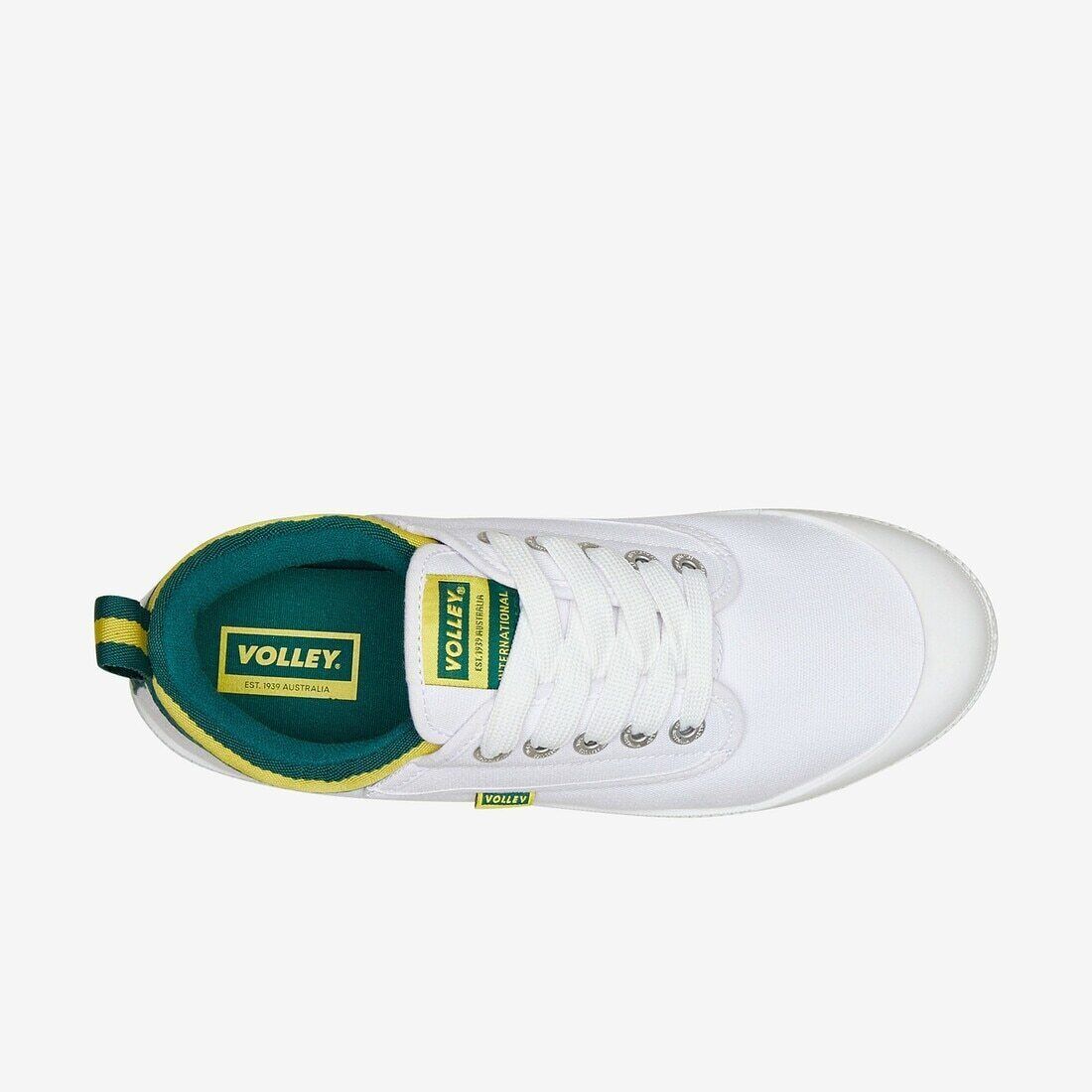 Volley International Mens Sneakers - White/Green/Gold (Low Canvas Casual Shoes)