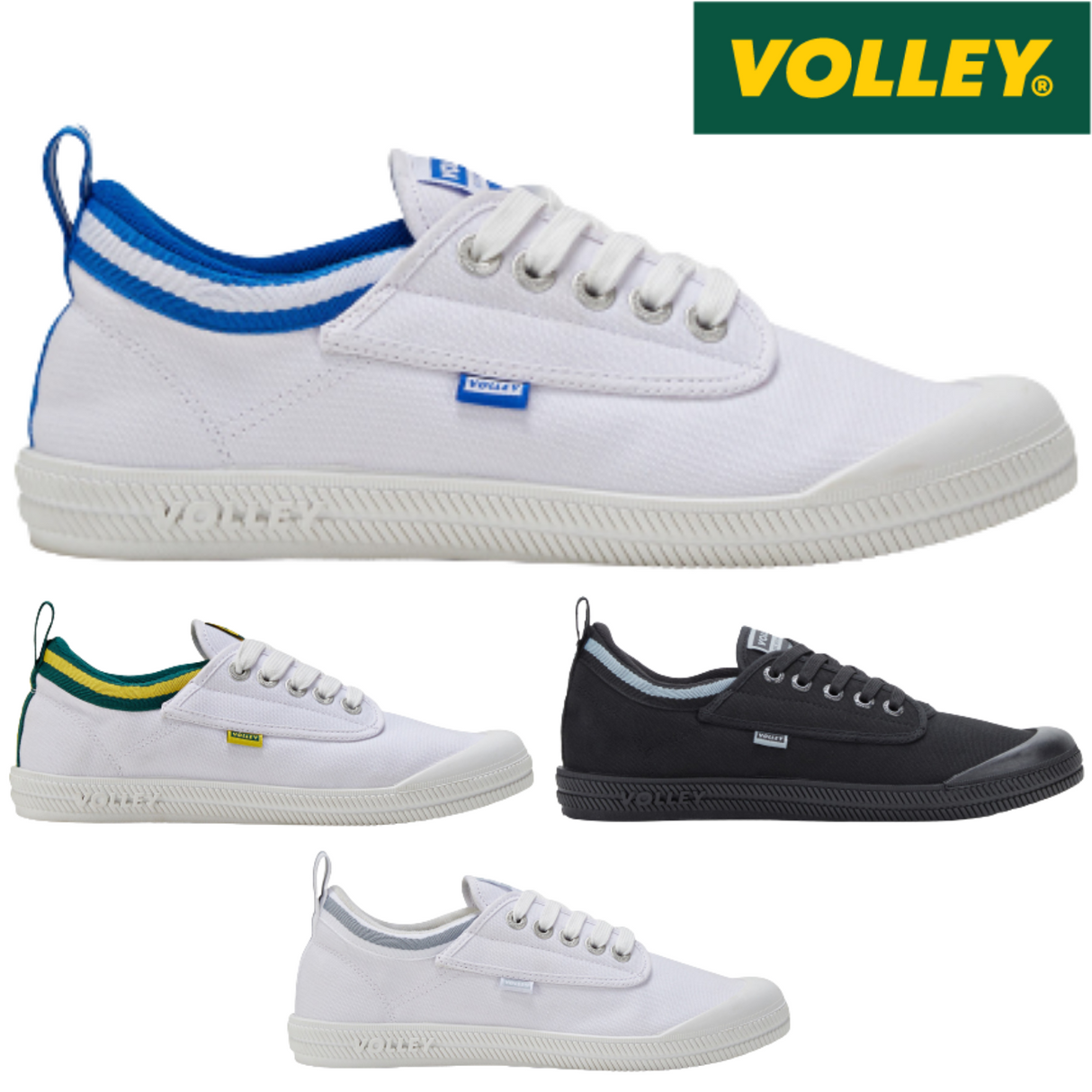 Dunlop Volleys International Mens Sneakers - Low Canvas Casual Shoes - White/Blue