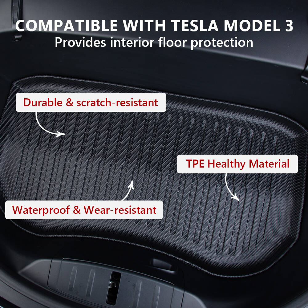 2023 Tesla Model 3 TPE Boot Trunk Liner Mat Set - 3PCs Front Rear Toolbox