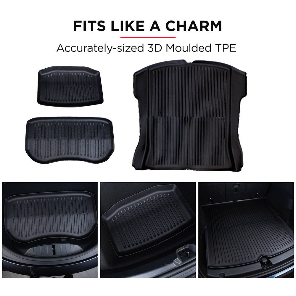 2023 Tesla Model 3 TPE Boot Trunk Liner Mat Set - 3PCs Front Rear Toolbox