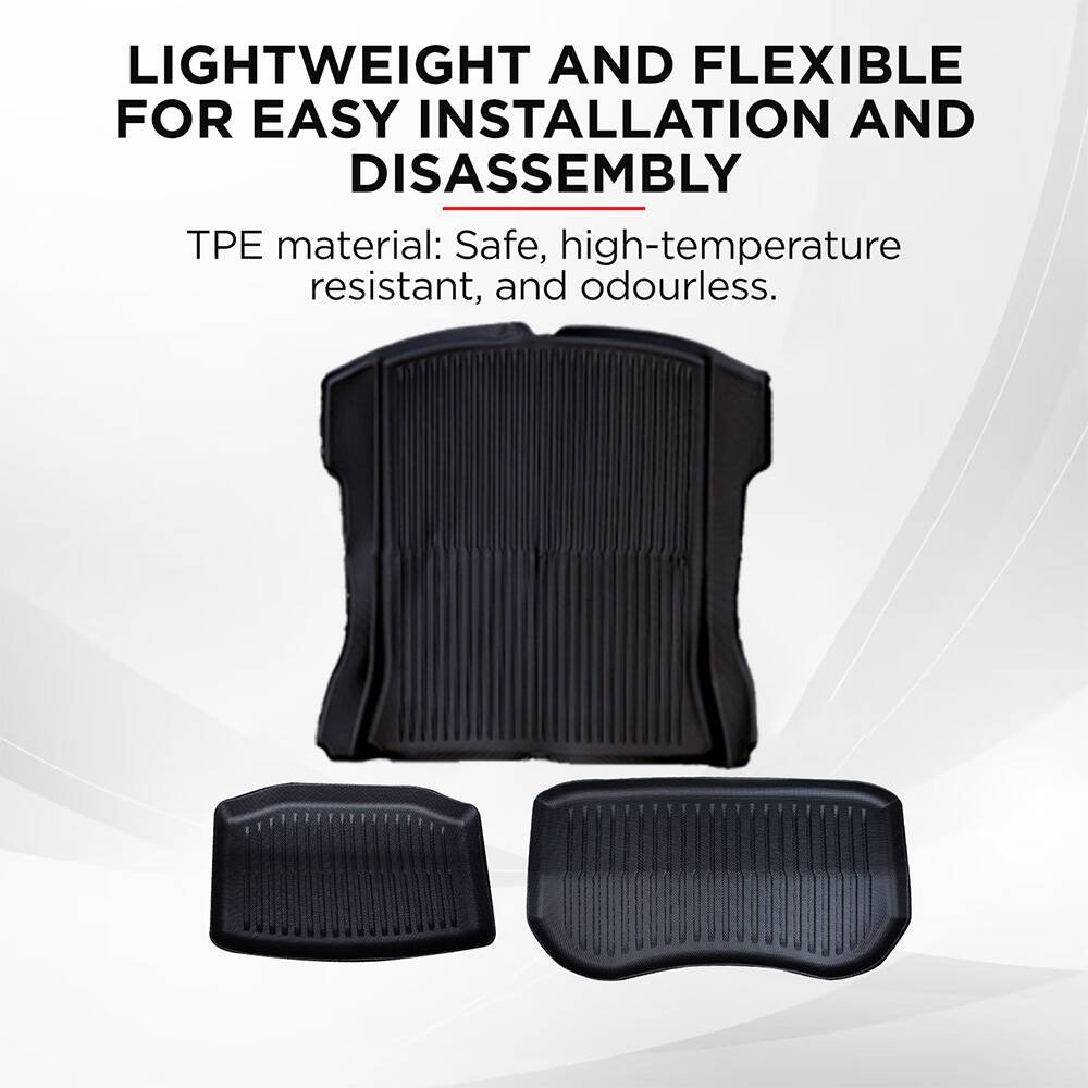 2023 Tesla Model 3 TPE Boot Trunk Liner Mat Set - 3PCs Front Rear Toolbox