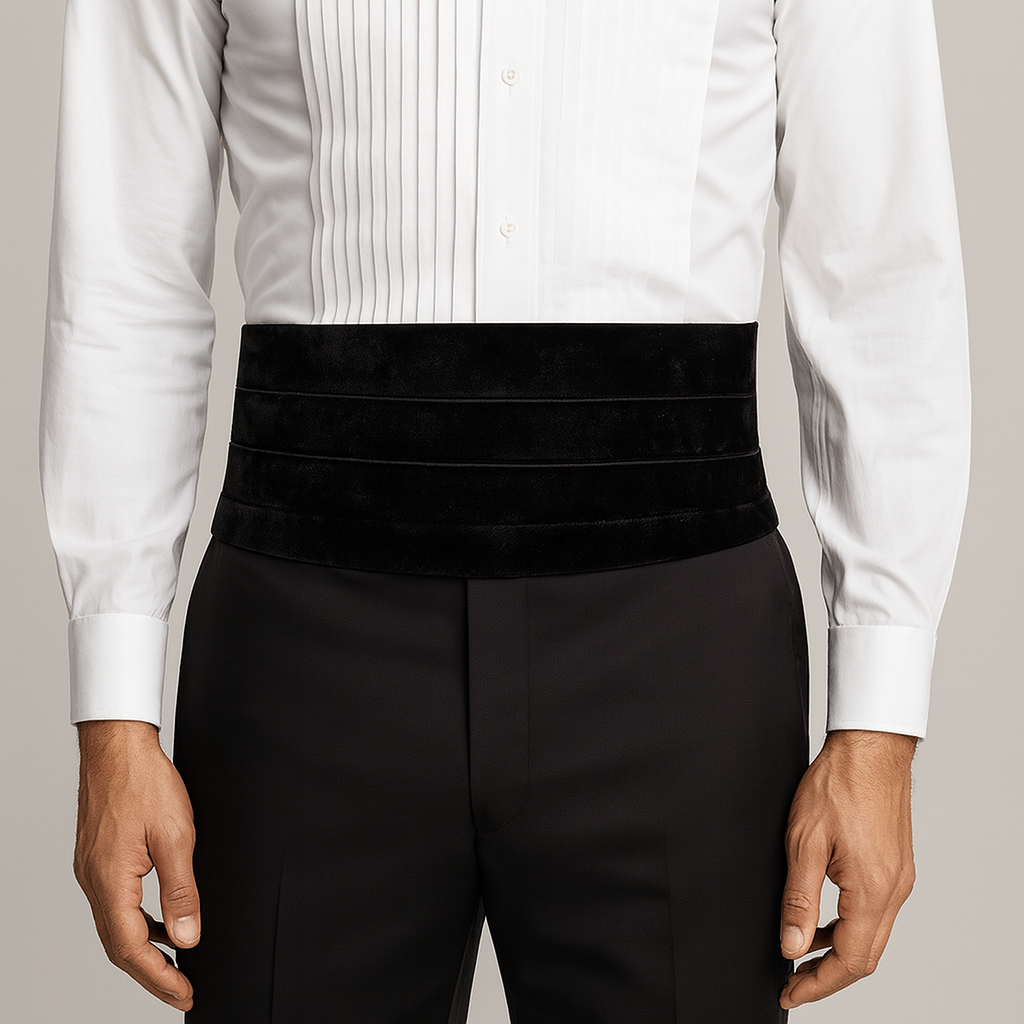 Formalaties Luxury Velvet Cummberbund Waist Sash - Black (Formal Weddings)