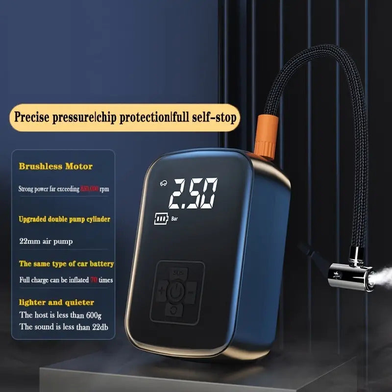 Rechargeable Digital Portable Tyre Air Compressor - Cordless (Bike & Car)