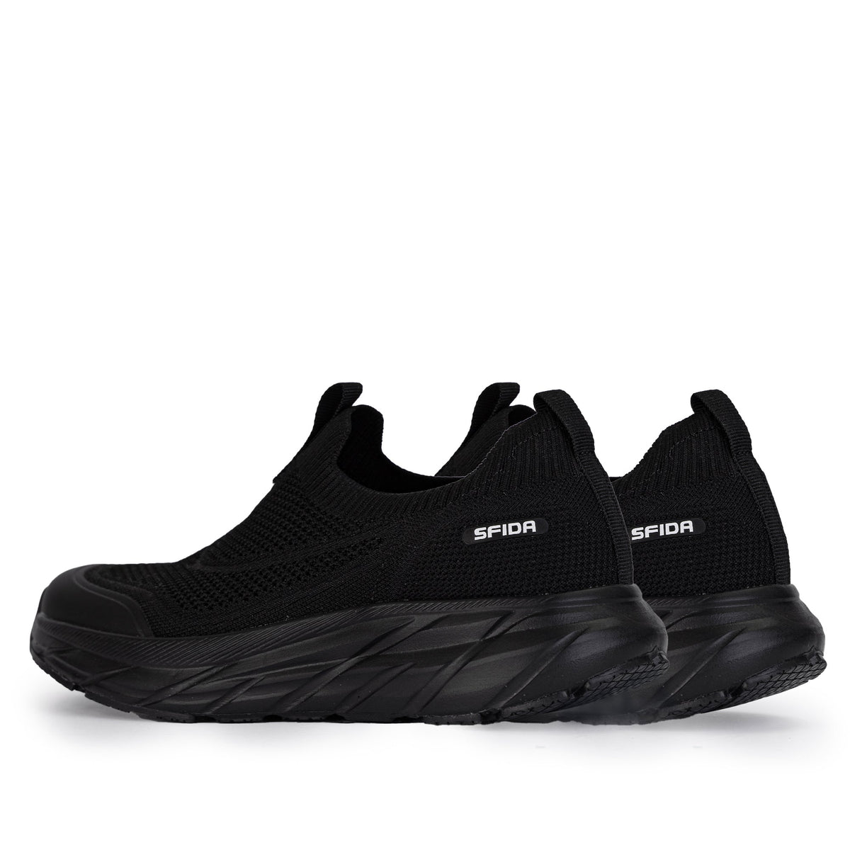 Sfida Vitali Mens Comfort Walkers - Black/Black (Knit Walking Shoes)