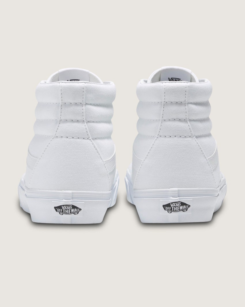 Vans SK8-Hi High Top Shoes Sneakers Suede Canvas Upper in True White