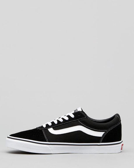 Vans Mens Ward Suede Canvas Sneakers Shoes - Black/White