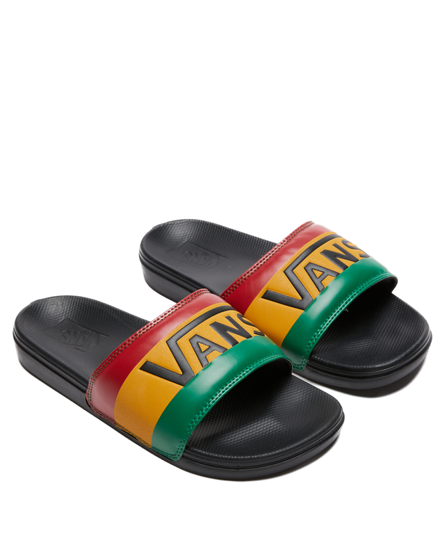 Vans La Costa Slide On Slides Flip Flops Bob Marley Reggae - Rasta Black