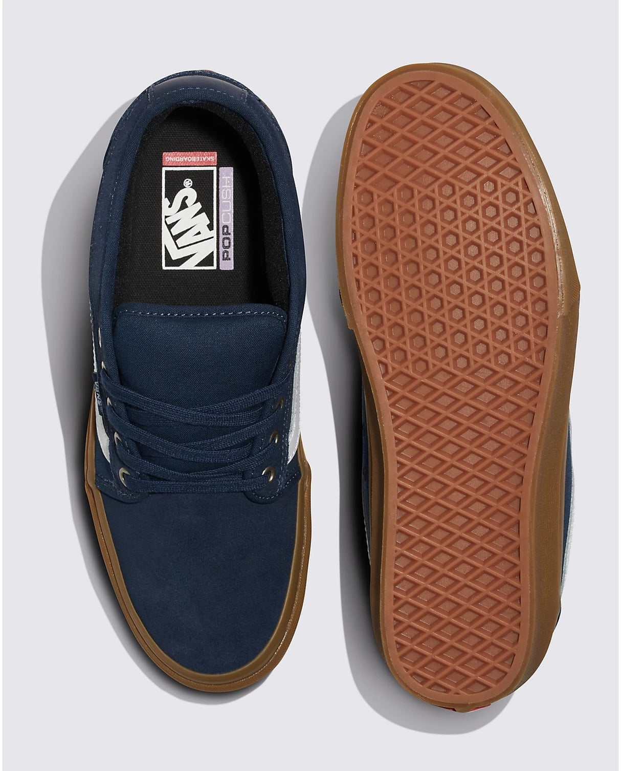 Vans Skate Chukka Low Side Stripe Lace Up Shoes in Black/Gum