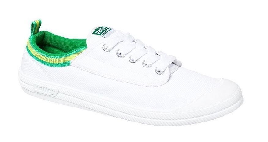 Volley International Mens Sneakers Casual Lace Up Shoes Canvas - White/Green/Gold - 2 UK (3US)