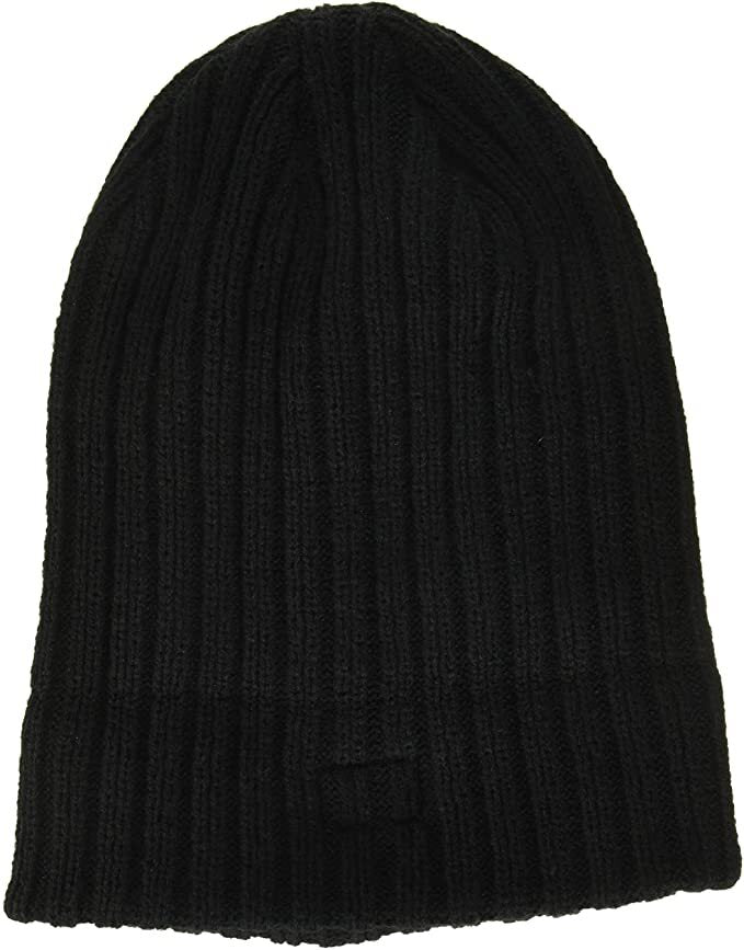 Caterpillar Rib Watch Beanie Hat Cap Warm Winter Knit - Black