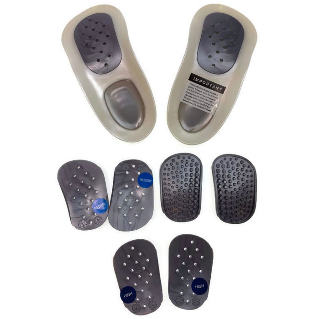 WALKFIT ORTHOTICS 3/4 Insoles Walk Fit Foot Feet Support PLATINUM SILVER - F (Womens 10-10.5, Mens 9-9.5)