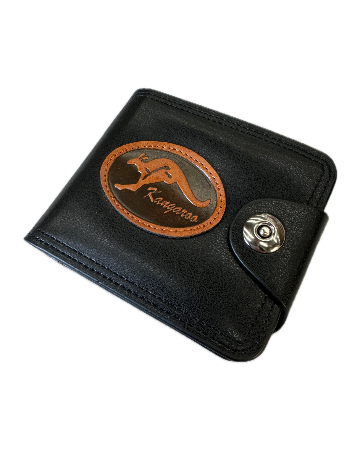 Australia Souvenir Kangaroo Wallet - Black (Premium Faux Leather)