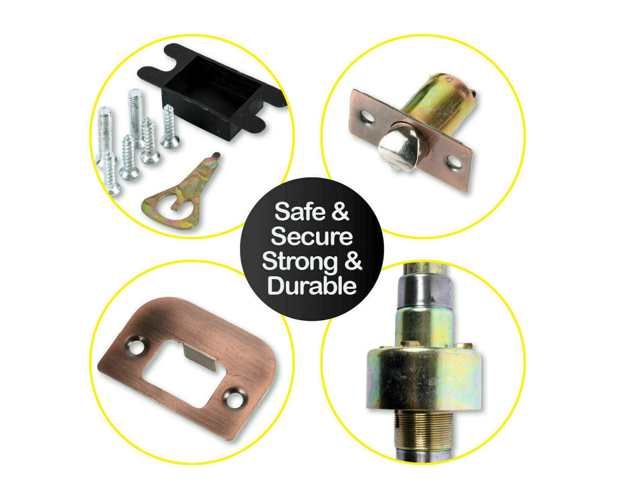 Entrance Door Handles Set Passage Entry Door Lock Knobs Privacy Locks + 3 Keys - Brown