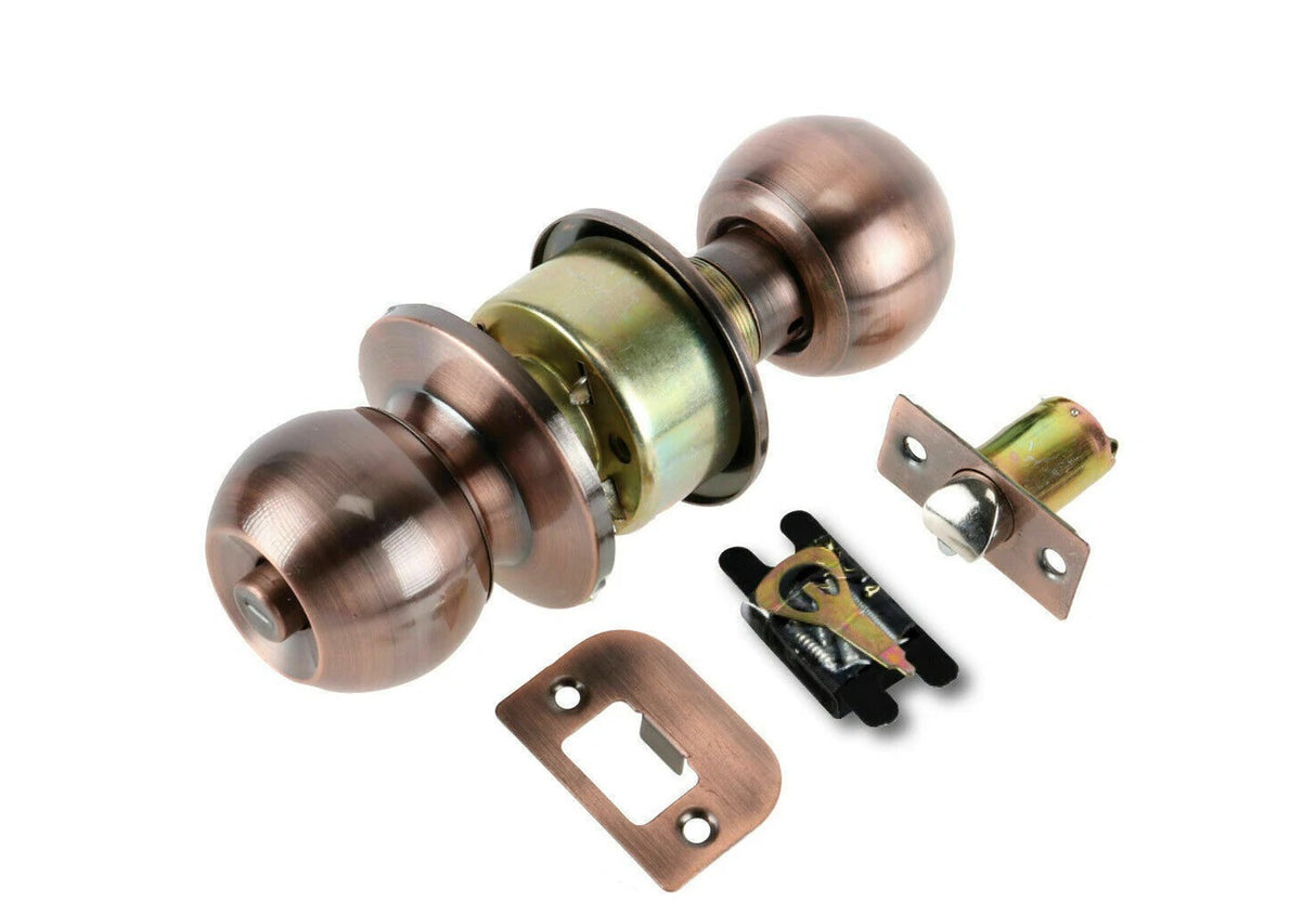Entrance Door Handles Set Passage Entry Door Lock Knobs Privacy Locks + 3 Keys - Brown